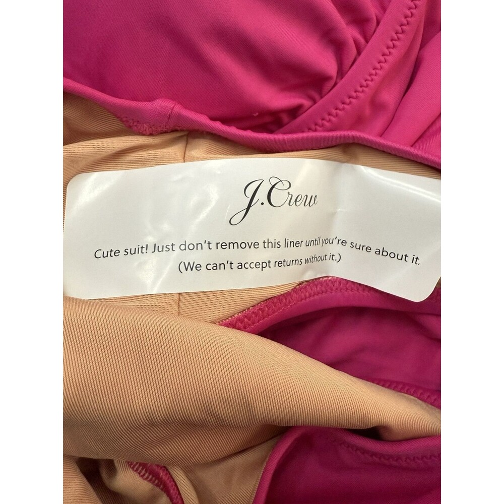 J. Crew Ruched V-neck One Piece Swimsuit Size 4 Radiant Fuchsia NEW - Picture 5 of 7